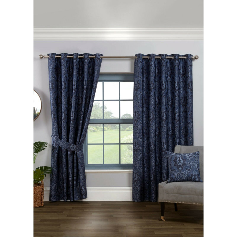 Jayvion Room Darkening Curtain Pair, Navy, Width 229 x Drop 183cm