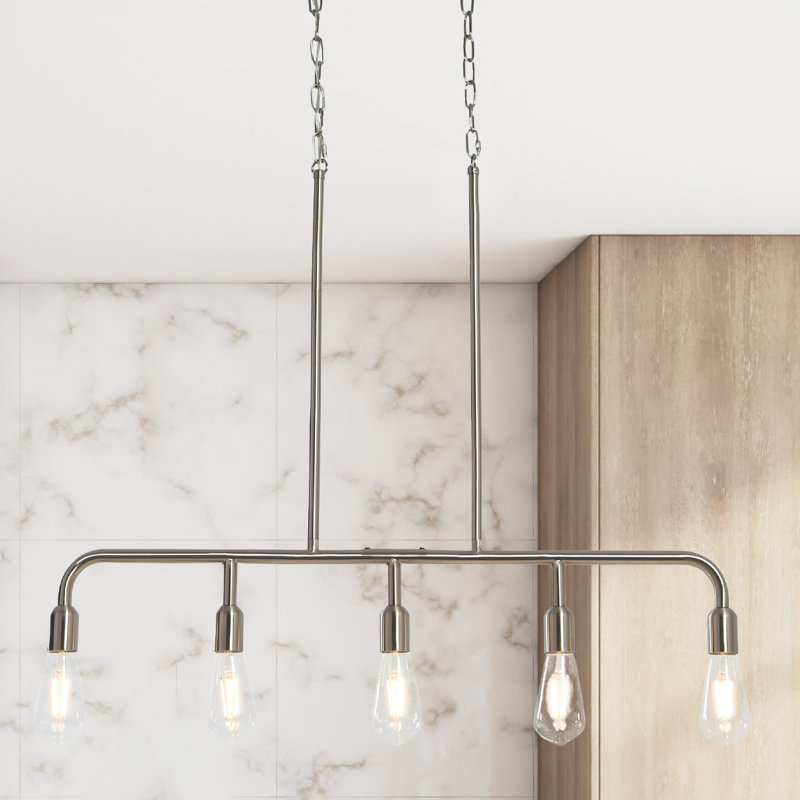 Lustre 5 lumières en métal Conar, nickel brossé, Argent argent