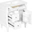 Meuble-lavabo blanc de 30 po en bois d'hévéa massif, lavabo en céramique, tiroir rabattable, tablette réglable et rangement pour porte