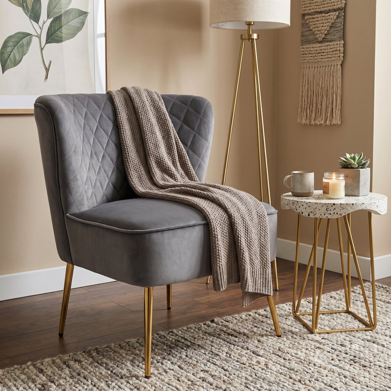 Chaise d'appoint en velours Tru, Velours gris