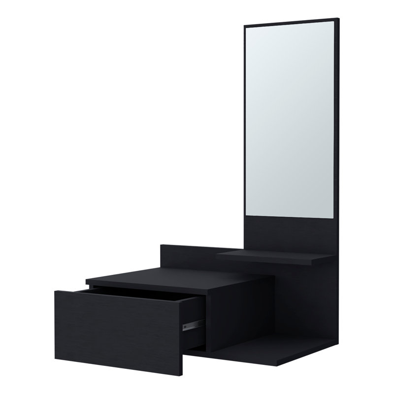 Coiffeuse Elgin avec miroir inclus, noir, Noir