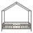 Floor Bed With Canopy, House Shape Bed Frame With High Railings, Wood Bed With Roof-977988930