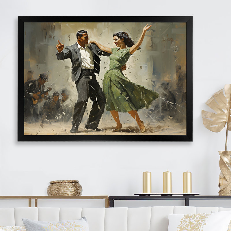 Danse dansante des années 60 IV, L 32 po x H 16 po x P 1 po, Cadre simple noir