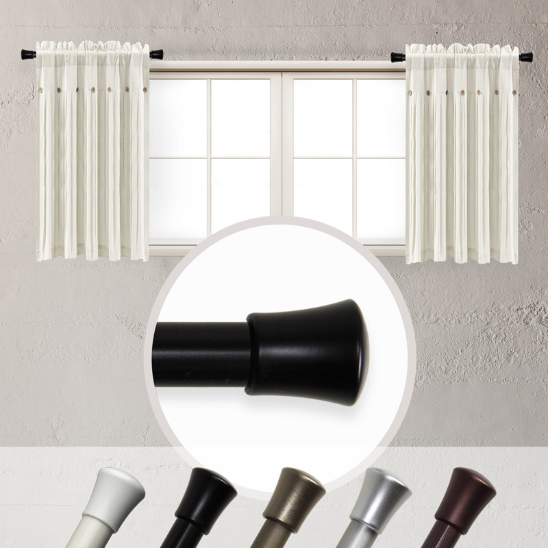 Tringle à rideaux double réglable 12 "à 20" 0,625 ", Noir