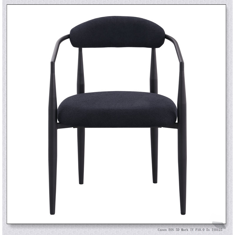 Ensemble de chaises de salle à manger de style Mid-Century moderne, dossier élégant avec pieds en métal noir pour plus de confort et de style