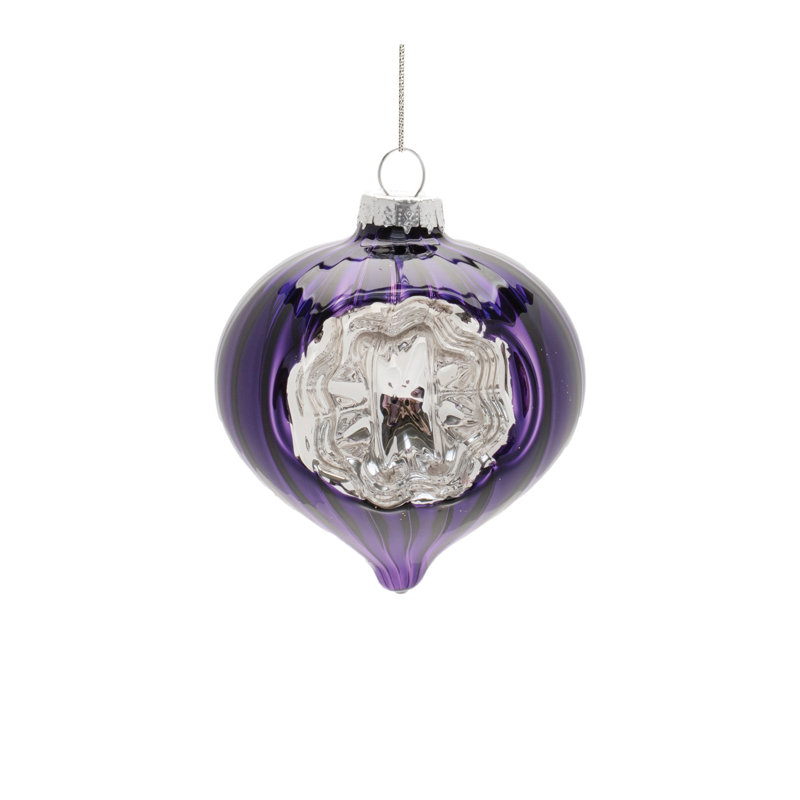 Ornements en verre mauve, Mauve / argenté