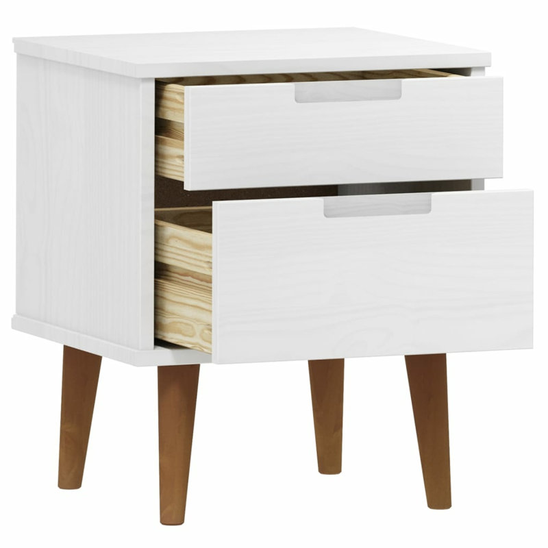 Revis Bedside Cabinet 40X35x48 Cm Solid Wood, White
