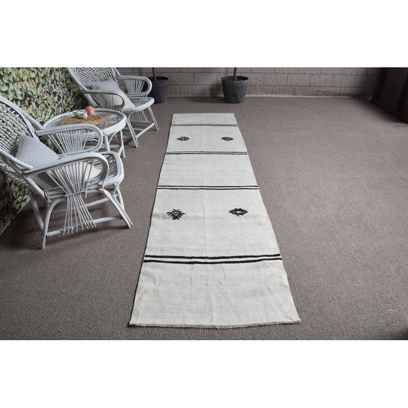 Tapis de couloir turc en laine naturel tissé à la main à motifs géométriques pour le couloir