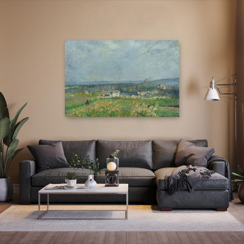 Paysage à Pontoise, 1877 - Impression d'art mural représentant un paysage d'architecture contemporaine impressionniste