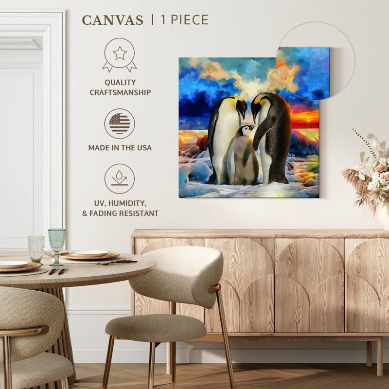 Crowle Penguin Family, 10" H x 10" W