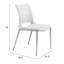 Ensemble de deux chaises d'appoint de salle à manger rembourrées en similicuir blanc et argent-2031536254