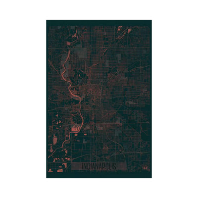 Indianapolis Infrared Urban Blueprint Map by Hubert Roguski - Wrapped Canvas Print