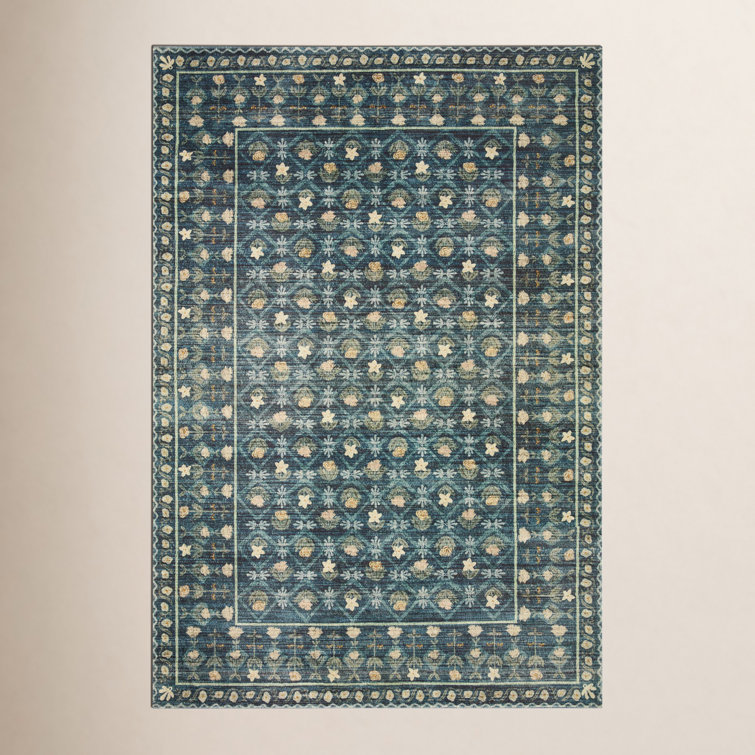 Rifle Paper Co. x Loloi Eden EDE-03 Lattice Indigo Rug feat. CloudPile