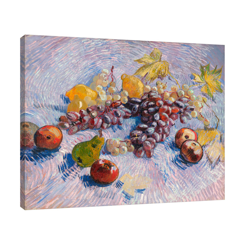 «Grapes, Lemons, Pears and Apples» par Vincent Van Gogh - reproduction d'art sur toile tendue, H 35 po x l 42 po x P 1,5 po