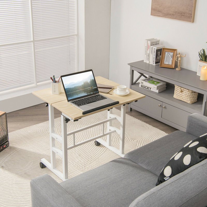 Linco Height Adjustable Standing Desk, Beige/White
