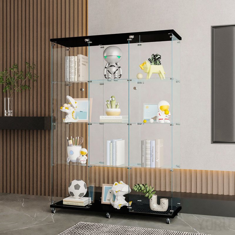 Vitrine en verre, 4 très grandes tablettes, installation rapide - standard