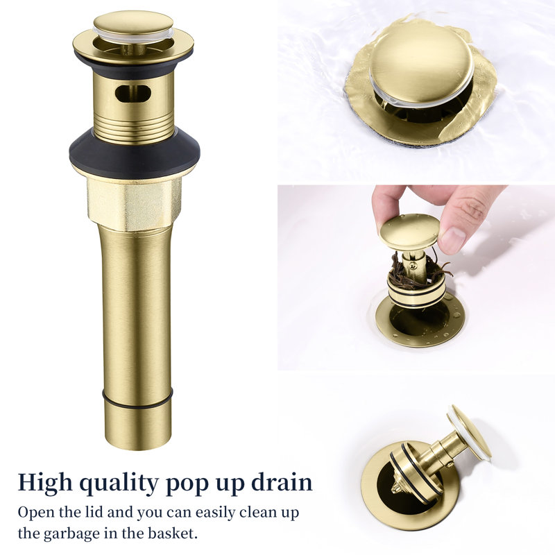 2 Brushed Gold Bathroom Faucet With 360 Degree Rotation Spout, 4 Inch Vanity Sink Faucet, Pop Up Drain & Supply Hoses Included, Corrosion , Water Saving - , Swivel Hoses, Layer, Lavatory