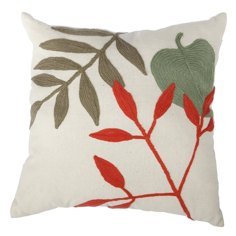 Embroidered Cotton Blend Reversible Throw Pillow