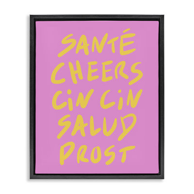 Multilingual Cheers on Pink Floating Frame, design by House of Lulu