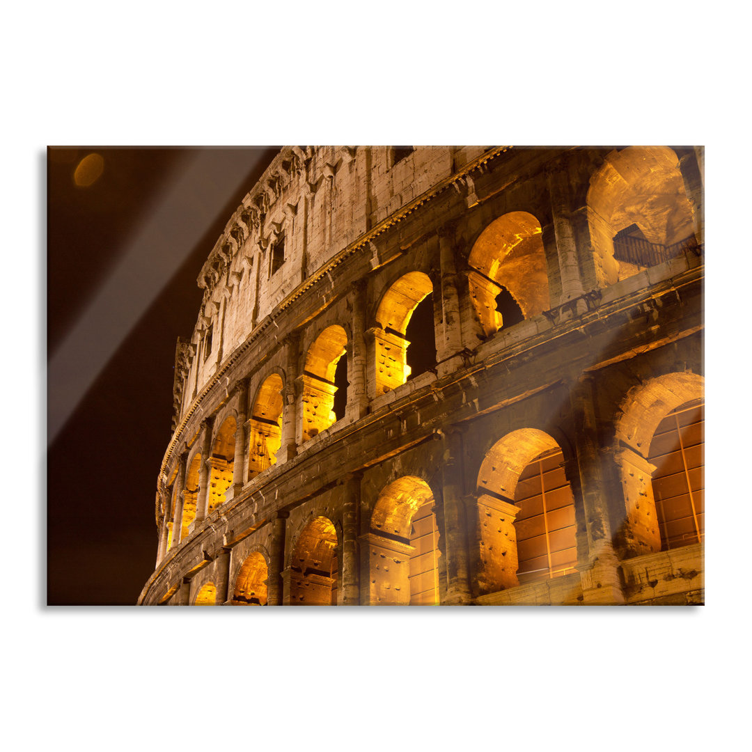 Ungerahmtes Foto auf Glas "Amphitheater in Rom in der Nacht"