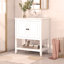 Lavabo de meuble-lavabo moderne élégant en céramique 30 po avec cadre ouvert en bois massif