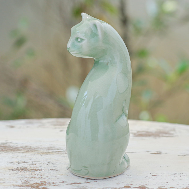 Handmade Ceramic / Porcelain Figurine / Sculpture Decorative Object, Green