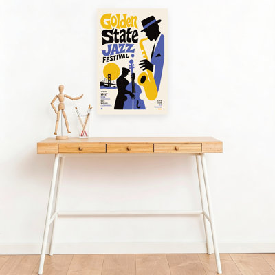 Golden State Jazz Retro Vintage Architecture Wall Art Print 1 Piece Wrapped Canvas Wall Art