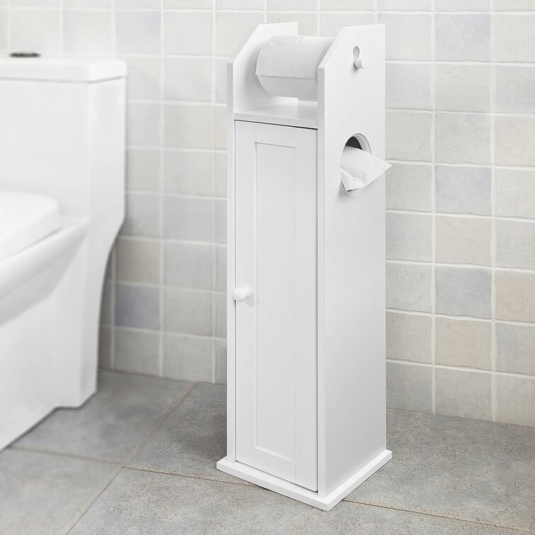Toilet Paper Holder Stand,Chrome Toilet Paper Holder Behind Toilet Storage  for Restroom Cabinet,Bathroom Stand with Toilet Paper Holder Insert,Slim