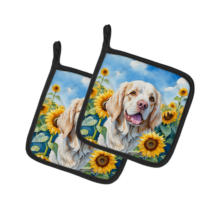 Caroline's Treasures In Sunflowers Floral Polyester Potholder Set
