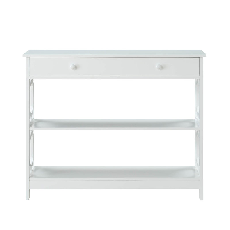 Minier 1-Drawer Console Table with Shelves, White, 31.5" H x 39.5" W x 12" D