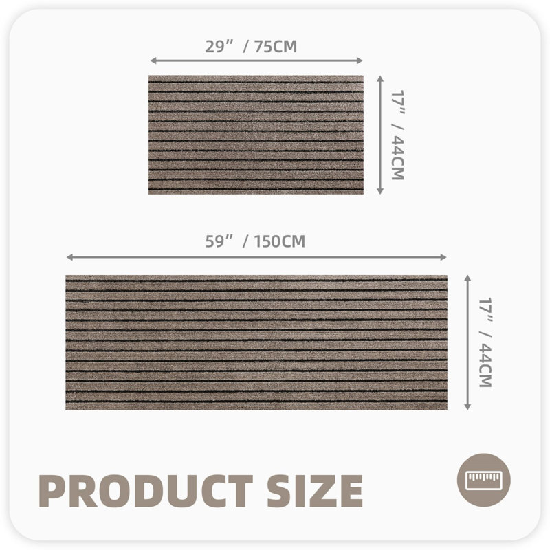Tapis de cuisine Danyielle, Tapis de couloir 1 pi 5 po x 4 pi 11 po, Brun