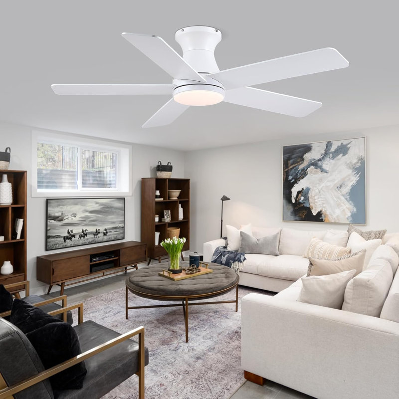 Ventilateur de plafond 46 po à 5 pales avec lumière, Blanc
