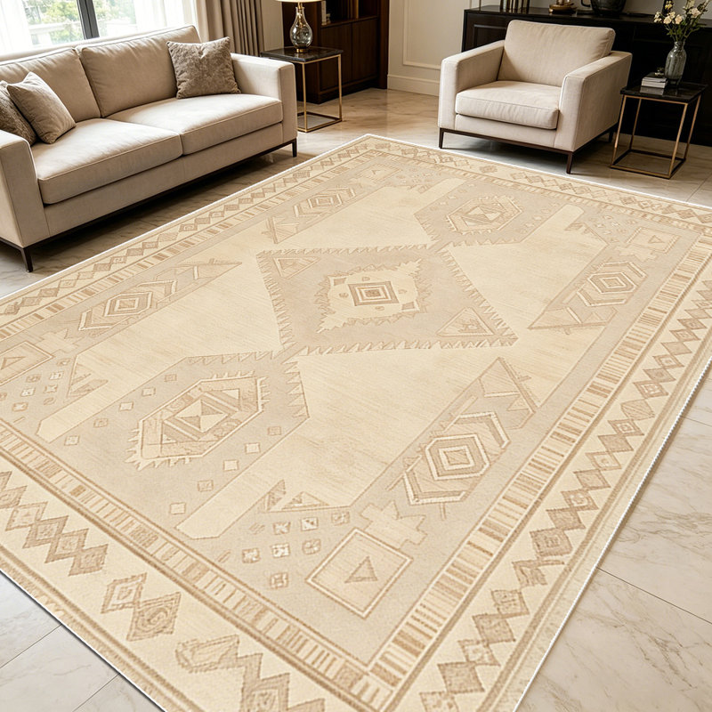 1PC Neutral Bohemian Southwestern Tribal Geometric area rugs for Living Room, Soft and Comfortable, Suitable for all seasons, easy-to-maintain, machine washable Indoor floor mat, Under Table Farmhouse suitable for dining room, bedroom, kitchen,