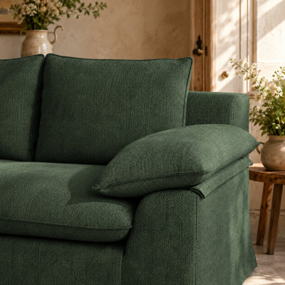 Canapé deux places Veloria en lin moderne avec housse amovible et lavable, assise profonde en mousse haute densité, aucun assemblage requis, canapé gain de place pour salon ou appartement