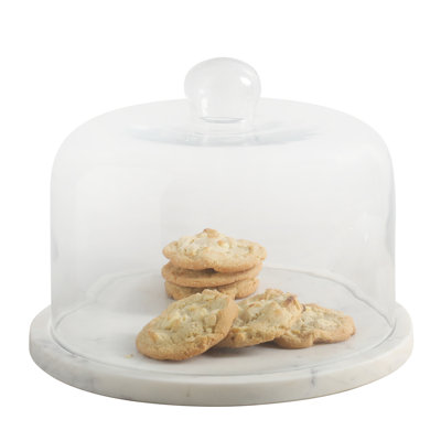 Gibson Elite Ridgehaven 11" Marble Cake Stand, Serving Platter, Charcuterie Board, And Center Piece Home Décor With Glass Lid