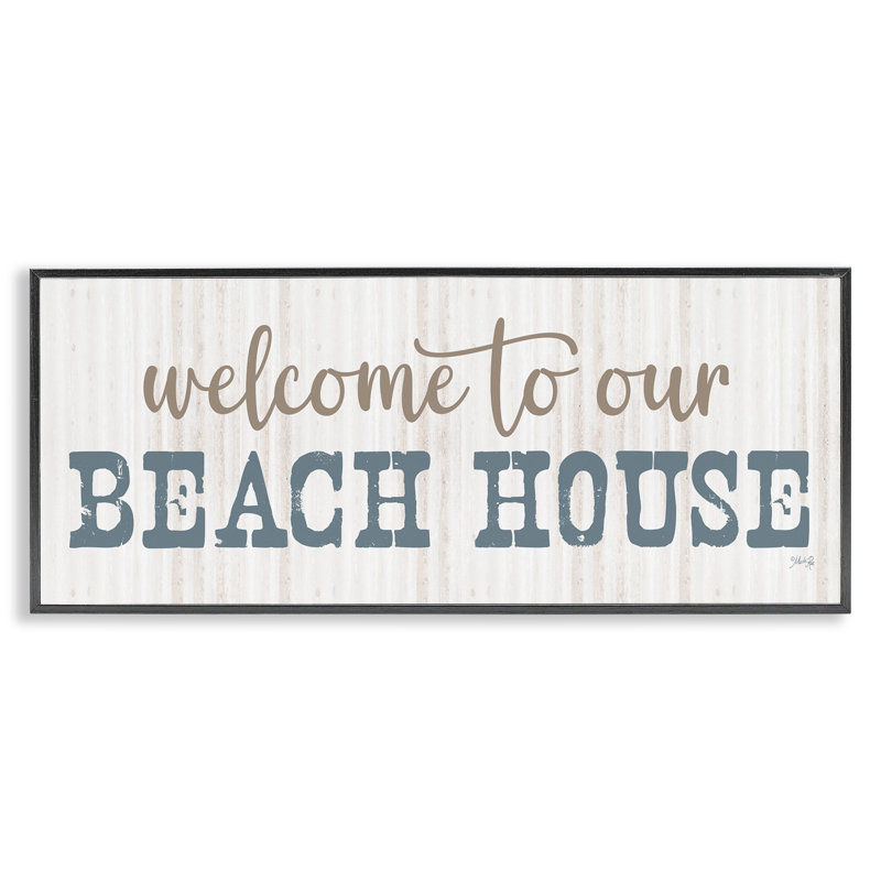 «Welcome Beach House», estampe numérique encadrée par Marla Rae, Giclée encadrée noir minuit, H 10 po x l 24 po
