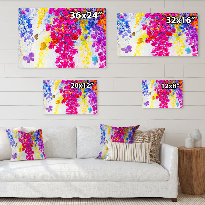 «Colorfull Blooming Flowers Composition VII», reproduction sur toile flottante, H 8 po x l 12 po x P 1 po, Toile tendue