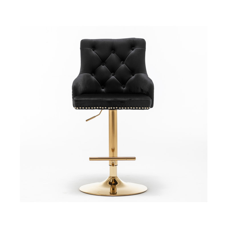 Tabouret de bar Ardella, Velours noir
