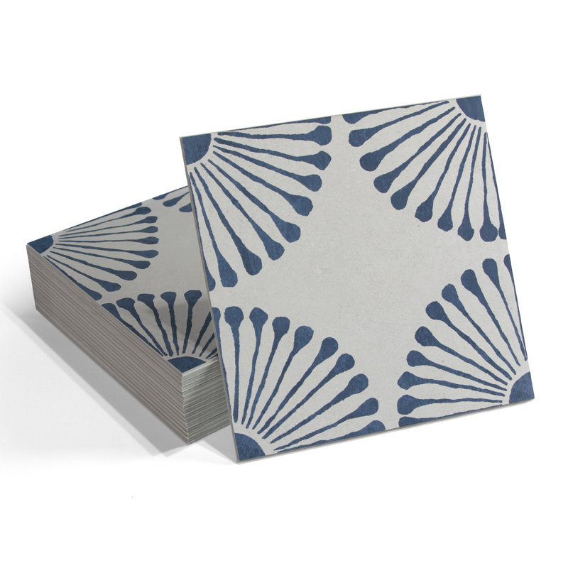 9" W x 9" L x 4mm Peel & Stick Floor Tile Sunflower Luxury Vinyl Flooring, Blue