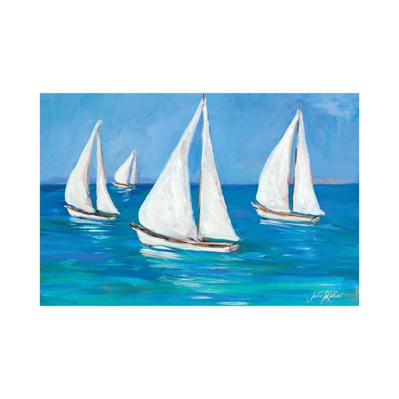 Voiliers I par Julie Derice - Giclée sur toile tendue avec châssis, H 8 po x l 12 po x P 0,75 po