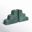 Marble Bookends with Candle Holder - Set of 2 - Teal