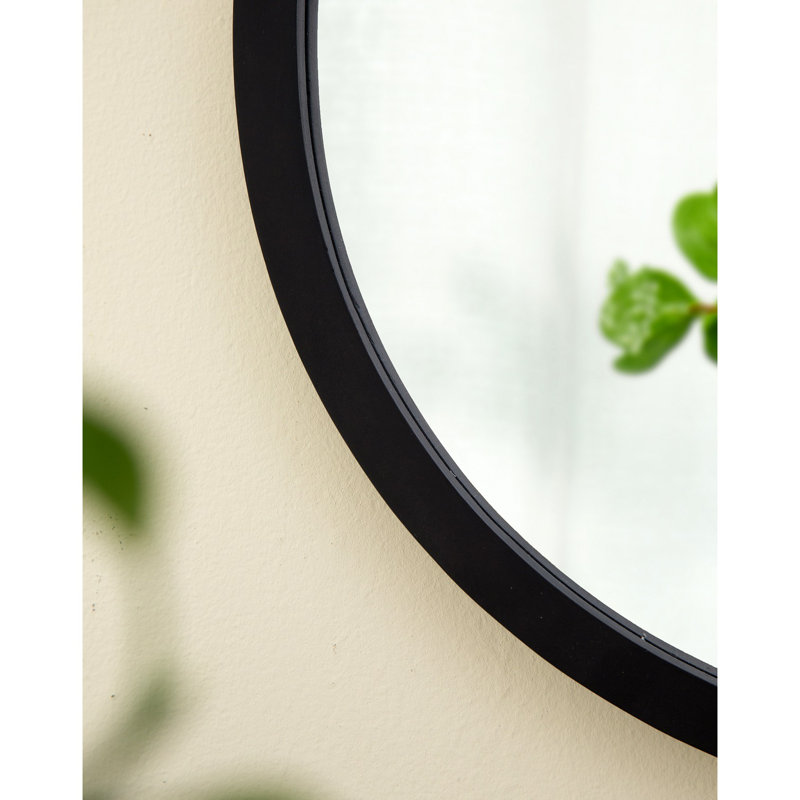 20" X 20" Circle Wall Mirror With Wooden Frame And Finish, Wall Mirror For Living Room, Dining Room, Foyer, Bathroom, Office