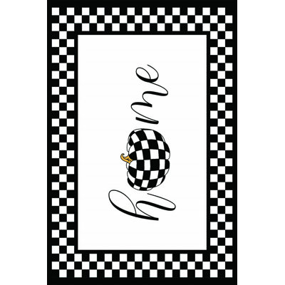 Tapis géométrique en polyester tissé à la machine en noir / blanc / jaune