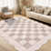 Washable Scalloped Rug Modern Checkerboard Rug Non Slip, Soft Non Shedding Thin Carpet, Indoor Low Pile Foldable Carpet, Contemporary Printed Mat for Living Room Bedroom