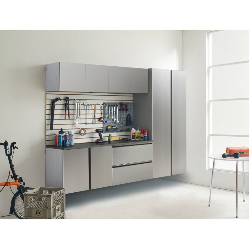 96 po X P 72 po H 20 po D Ensemble d'armoires de garage gris métallique B (6 pièces)