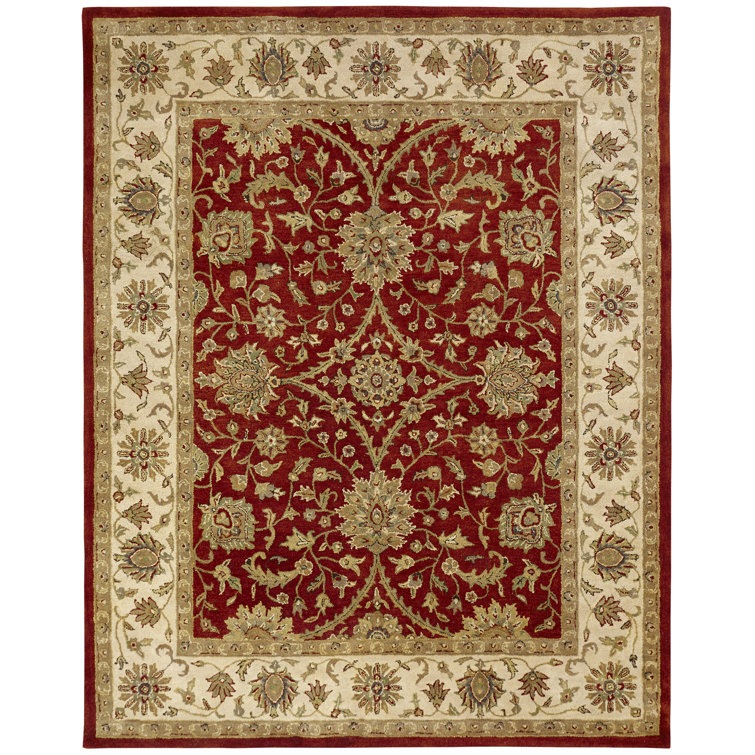 Wool Oriental Area Rug in Red/Beige