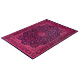 Overdyed Hand-Knotted Wool Modern-Contemporary Pink Area Rug 6' 0" x 9' 3"