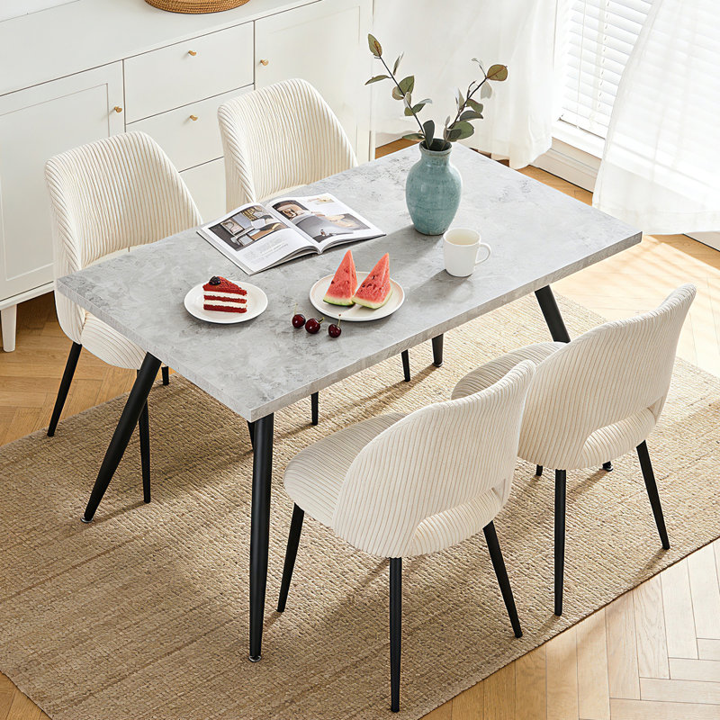 120/150cm Rectangular Modern Dining Table with Angled Metal Legs , 76cm H x 120cm L x 70cm W, Grey