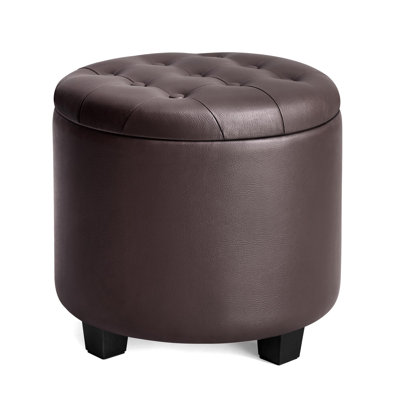 Repose-pieds rond avec rangement rembourré en forme de beignet de 17,7 po x 17,7 po x 17,5 po pour siège brun