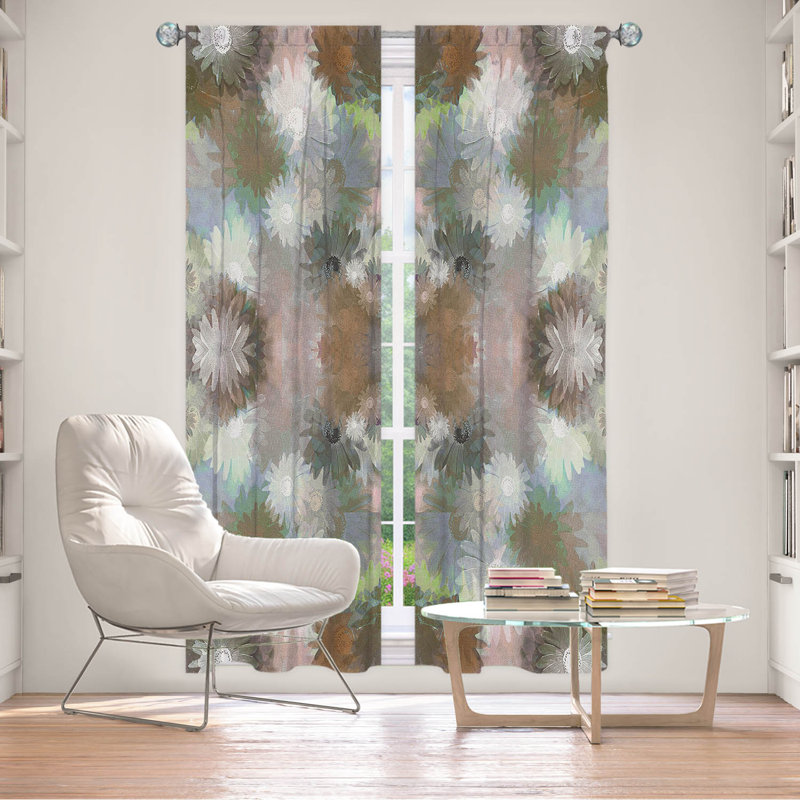 Galyna Room Darkening Curtain Pair, 20" W x 52" L, Brown/White/Blue